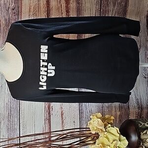 OLD NAVY LIGHTEN UP BLACK LONG SLEEVE CHRISTMAS TEE